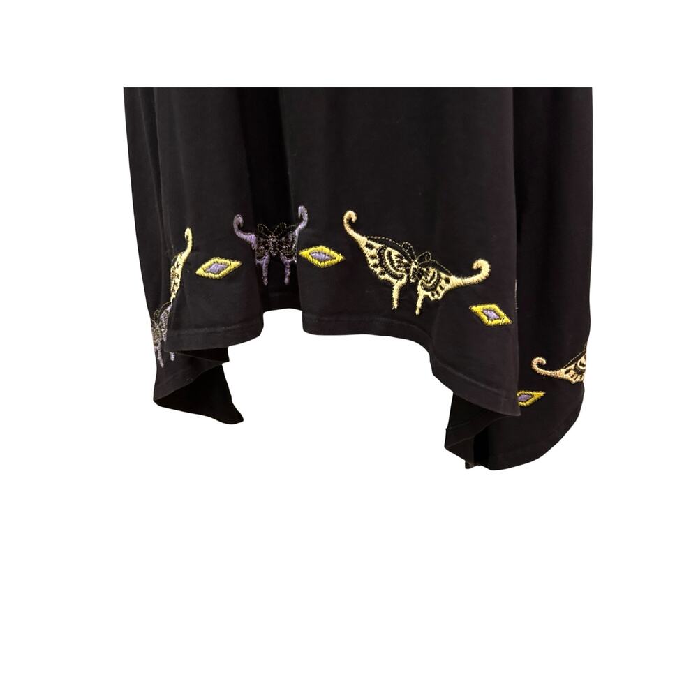 Johnny Was Tank Dress Butterfly Embroidered Black Cotton Handkerchief Hem M - - Picture 5 of 8
